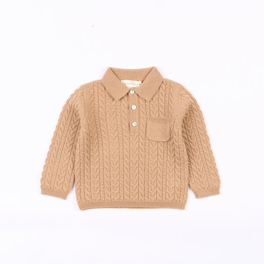 Ernest cable-knit polo - Honey