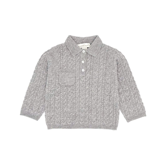 Ernest cable-knit polo - Grey