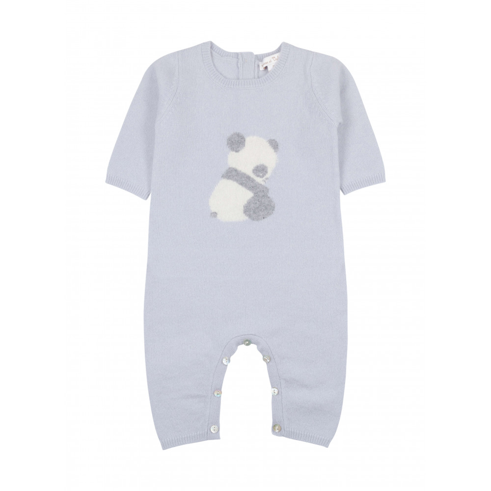 Strampler Panda - Baby blau