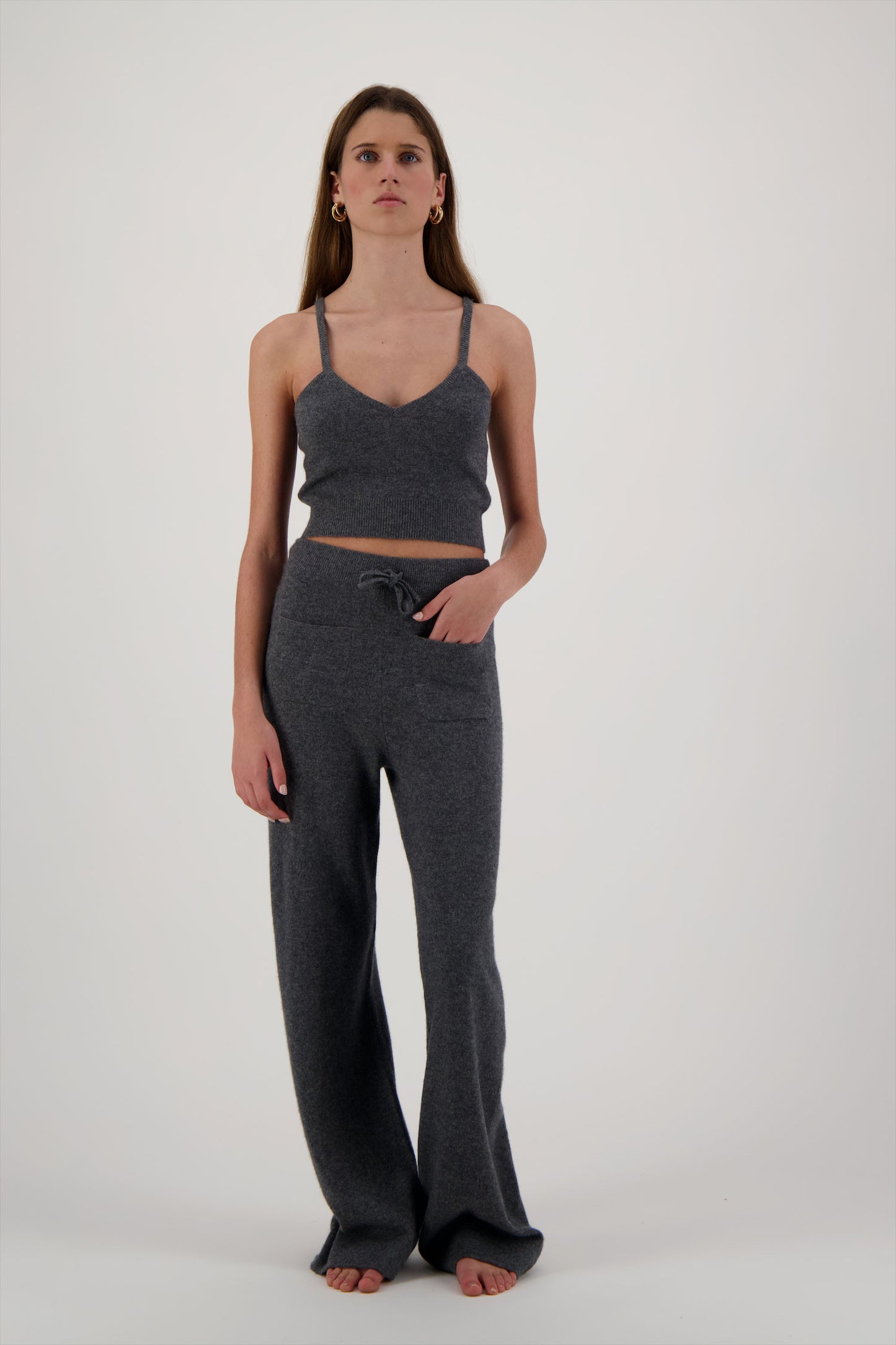 Neptune cashmere crop top - WOMAN - Dark grey