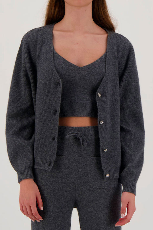 Cardigan en cachemire Aphrodite - FEMME - Gris foncé