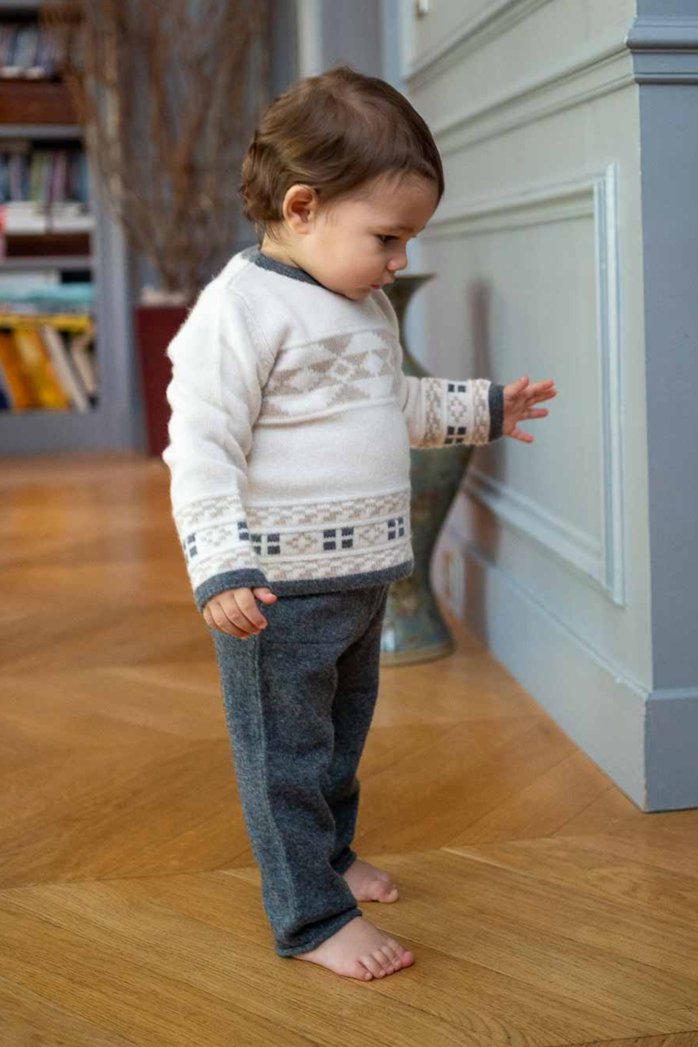 Boy's look in jacquard cashmere